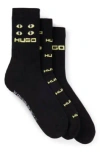 Hugo Boss Three-pack Of Short-length Socks With Seasonal Branding In Black