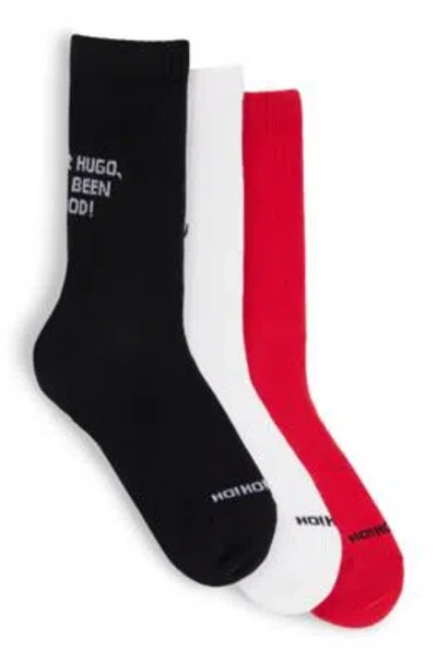 Hugo Boss Three-pack Of Short Socks In Cotton In Patterned