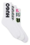 Hugo Boss Three-pack Of Short Socks With Logos In White