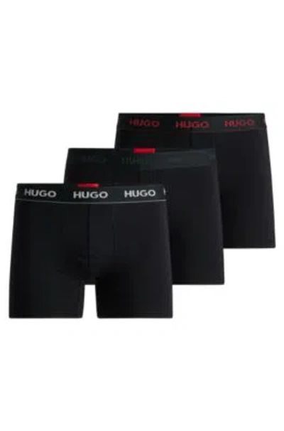 Hugo Boss Three-pack Of Stretch-cotton Boxer Briefs With Logos In Patterned