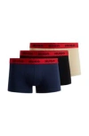 Hugo Boss Three-pack Of Stretch-cotton Trunks With Logo Waistbands In Patterned