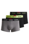 Hugo Boss Three-pack Of Stretch-cotton Trunks With Logo Waistbands In Patterned