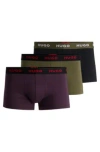 Hugo Boss Three-pack Of Stretch-cotton Trunks With Logo Waistbands In Patterned