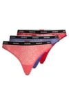 Hugo Boss Three-pack Of Thongs In Stretch Lace In Patterned