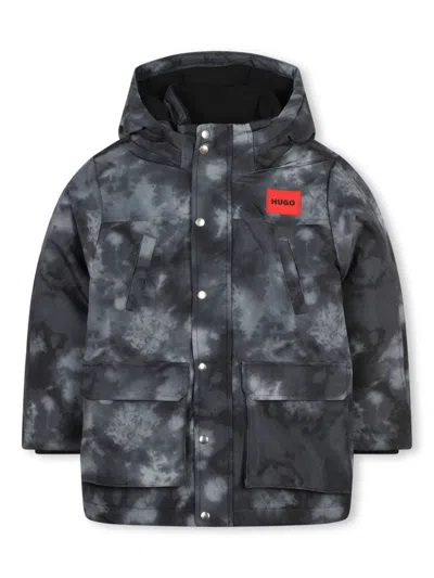 Hugo Boss Kids' Tie-dye Hooded Jacket In Grey