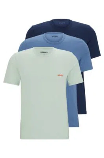 Hugo Boss Triple-pack Of Cotton Underwear T-shirts With Logo Print In Patterned