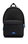 Hugo Boss Twill Backpack With Blue Logo Label In Black