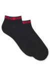 Hugo Two-pack Of Ankle-length Socks With Branded Cuffs In Black