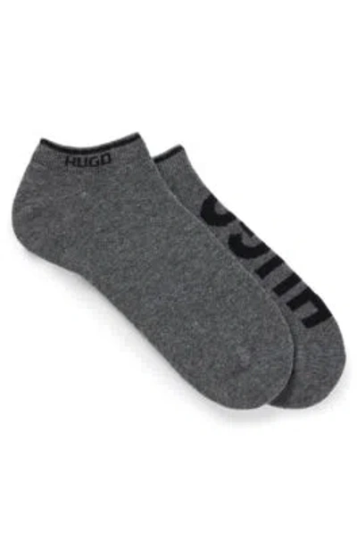 Hugo Boss Two-pack Of Ankle Socks With Logos In Grey