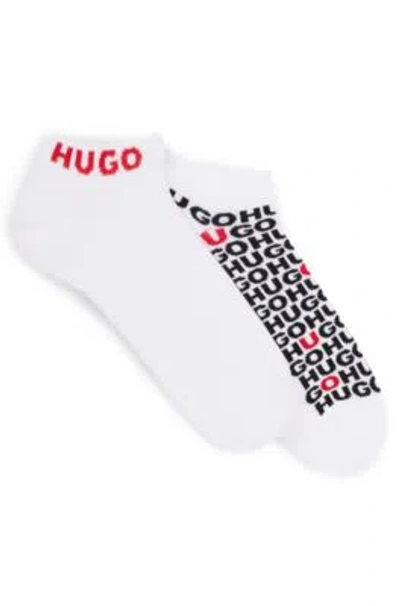 Hugo Two-pack Of Ankle Socks With Logos In White