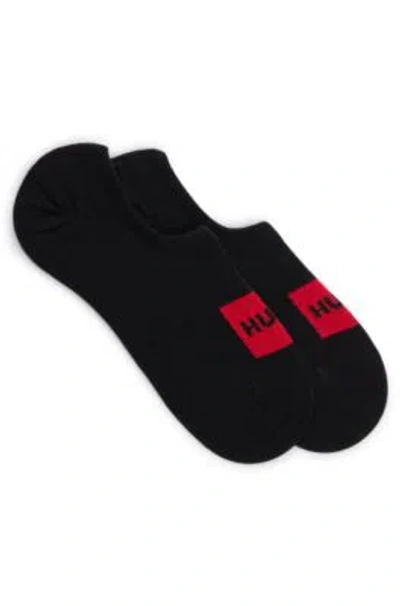Hugo Boss Two-pack Of Invisible Socks With Red Logo Labels In Black