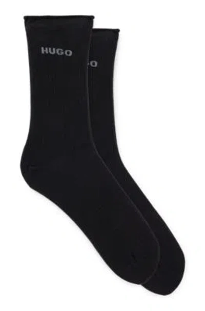 Hugo Boss Two-pack Of Quarter-length Socks With Logo Details In Black
