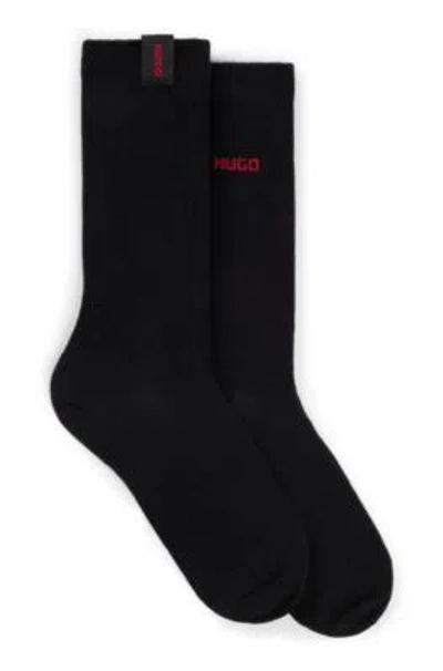 Hugo Boss Two-pack Of Regular-length Socks With Logo Details In Black