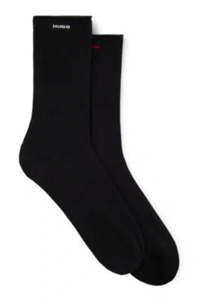 Hugo Boss Two-pack Of Regular-length Socks With Seamless Cuffs In Black