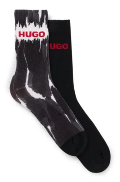 Hugo Two-pack Of Short-length Socks With Logo Details In Black