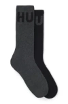 Hugo Boss Two-pack Of Short-length Socks With Logo Details In Grey