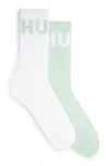 Hugo Boss Two-pack Of Short-length Socks With Logo Details In Light Green