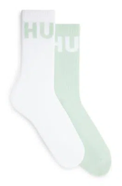Hugo Two-pack Of Short-length Socks With Logo Details In White