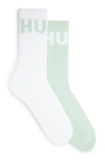 Hugo Boss Two-pack Of Short-length Socks With Logo Details In Light Green