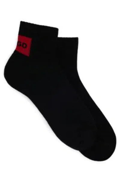 Hugo Boss Two-pack Of Short Socks With Logos In Black