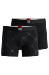 Hugo Boss Two-pack Of Stretch-cotton Boxer Briefs With Logos In Black