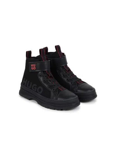Hugo Boss Kids' Urian Ankle Boots In Black
