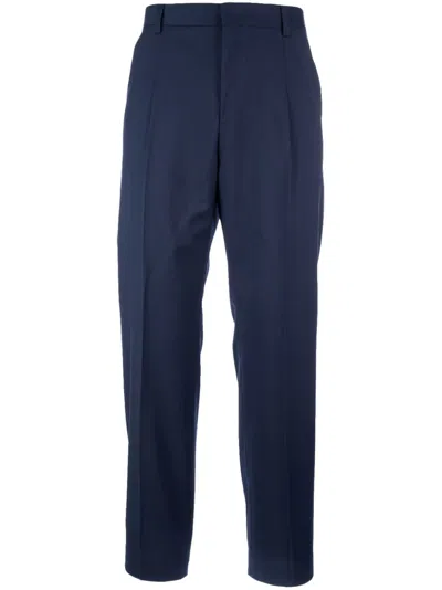 Hugo Boss Virgin-wool Tailored Trousers In Blue