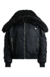 Hugo Boss Water-repellent Bomber Jacket With Zipped Teddy-lined Hood In Black