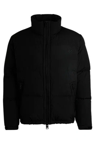 Hugo Boss Water-repellent Down Jacket With Stacked Logo In Black