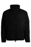 Hugo Boss Water-repellent Down Jacket With Stacked Logo In Black