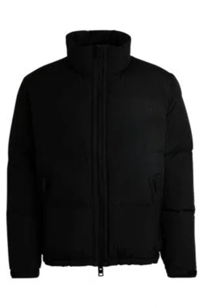 Hugo Boss Water-repellent Down Jacket With Stacked Logo In Black