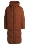 Hugo Boss Water-repellent Down Jacket With Stacked-logo Trim In Brown