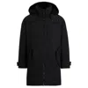Hugo Boss Water-repellent Fishtail Parka Jacket With Logo Badge In Black