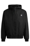 Hugo Boss Water-repellent Hooded Jacket With Stacked-logo Trim In Black