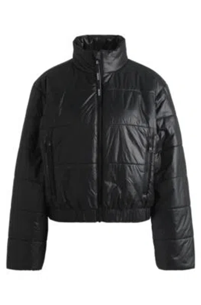 Hugo Boss Water-repellent Padded Jacket With Branded Zip Puller In Black