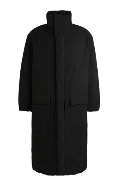 Hugo Boss Water-repellent Parka Jacket In Superblack Fabric In Black