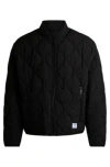 Hugo Boss Water-repellent Quilted Jacket With Logo Badge In Black