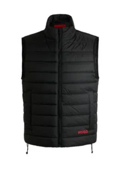 Hugo Water-repellent Slim-fit Gilet With Logo Detail In Black