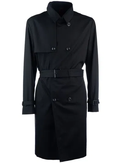 Hugo Boss Water-repellent Trench Coat In Black