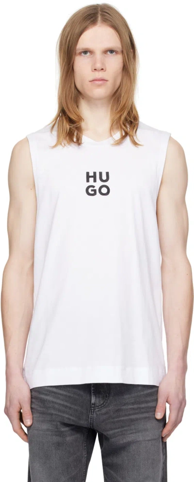 Hugo White Beach Tank Top In 100-white