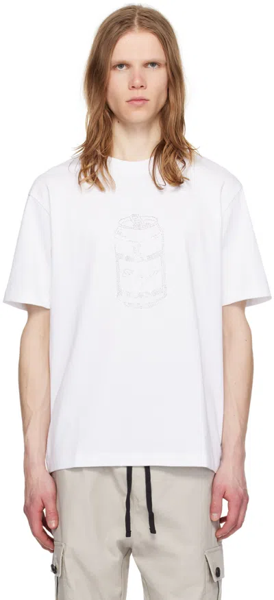 Hugo White Crystal-cut T-shirt In 100-white