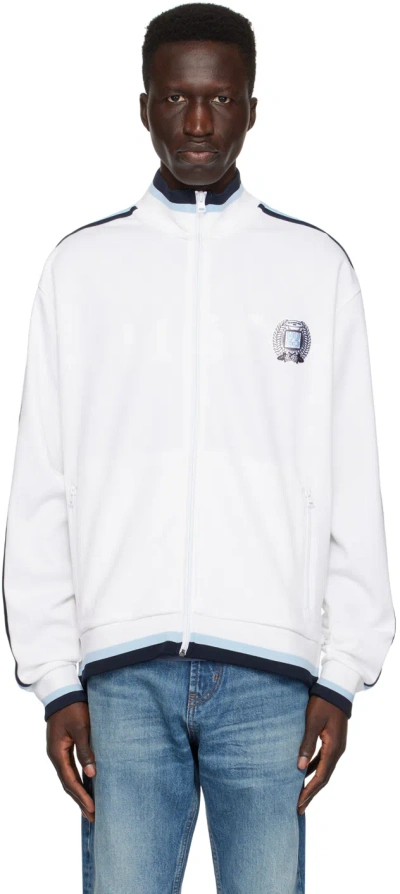 Hugo Boss White Zip Sweater In 100-white