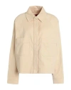 Hugo Boss Hugo Woman Jacket Beige Size 6 Cotton, Elastane In Beige