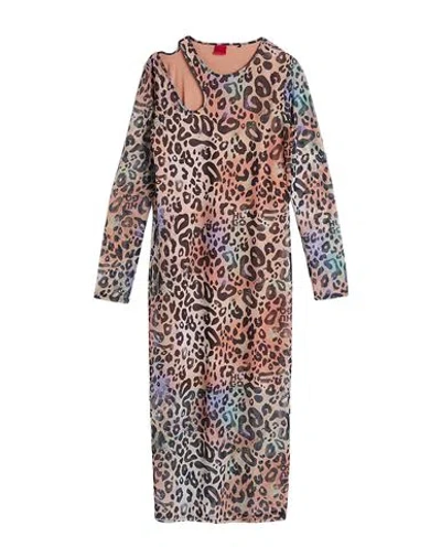 Hugo Boss Hugo Woman Midi Dress Beige Size Xl Polyester, Elastane
