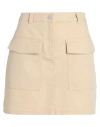 Hugo Boss Hugo Woman Mini Skirt Sand Size 6 Cotton, Elastane, Leather In Beige