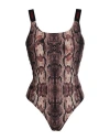 Hugo Boss Hugo Woman One-piece Swimsuit Brown Size L Polyester, Elastane In Brown