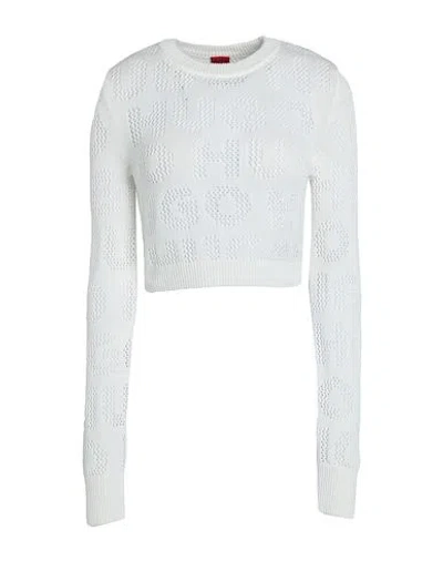 Hugo Boss Hugo Woman Sweater Ivory Size Xl Cotton, Polyamide In White