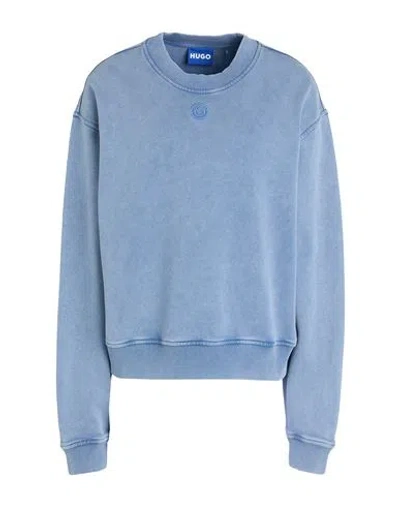 Hugo Woman Sweatshirt Light Blue Size Xl Cotton