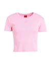 Hugo Woman T-shirt Pink Size Xl Cotton, Recycled Polyester, Elastane