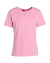 Hugo Boss Cotton-blend T-shirt With Embroidered Stacked Logo In Pink